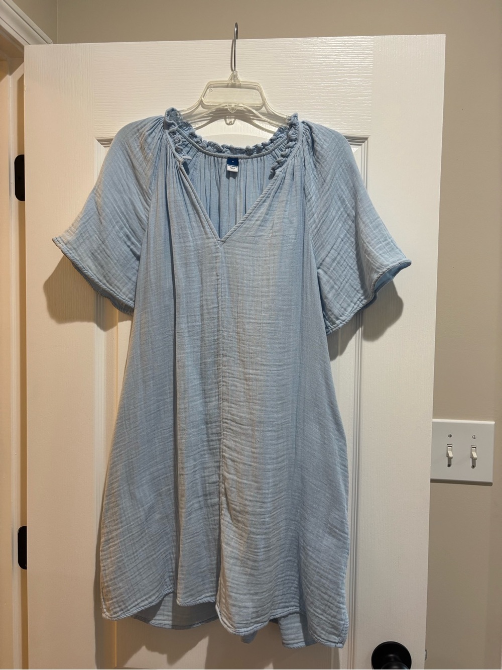 Old Navy Light Blue Gauze Mini Dress with V-Neck